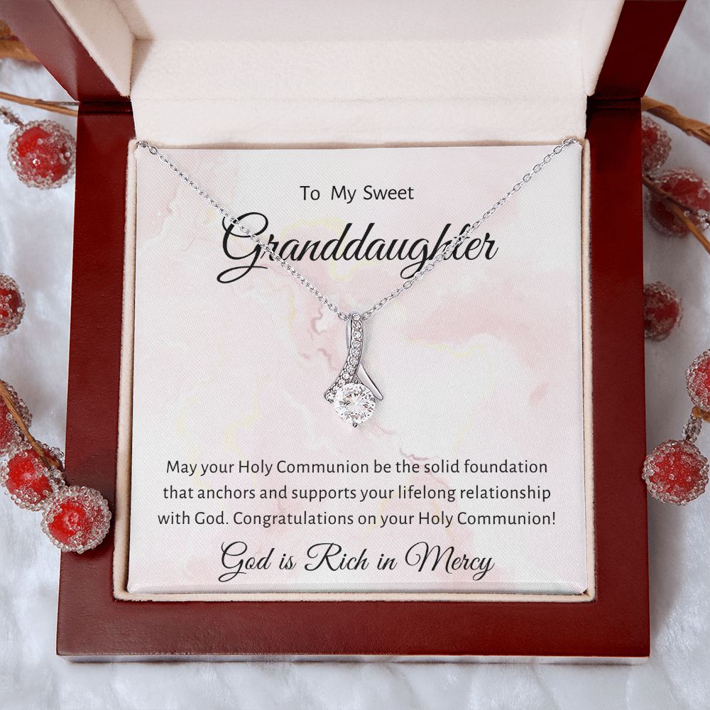 1st Communion Gifts for Granddaughter, Christening, First Communion, Confirmation, Girl Necklace & Best Wishes in Gift Box from Grandmother