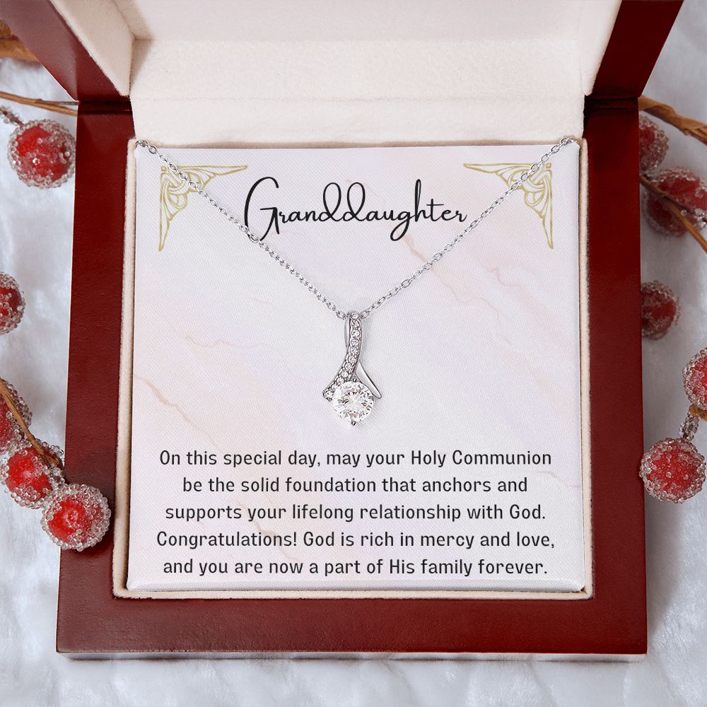 1st Communion Gifts for Granddaughter, Christening, First Communion, Confirmation, Girl Necklace & Best Wishes in Gift Box from Grandmother