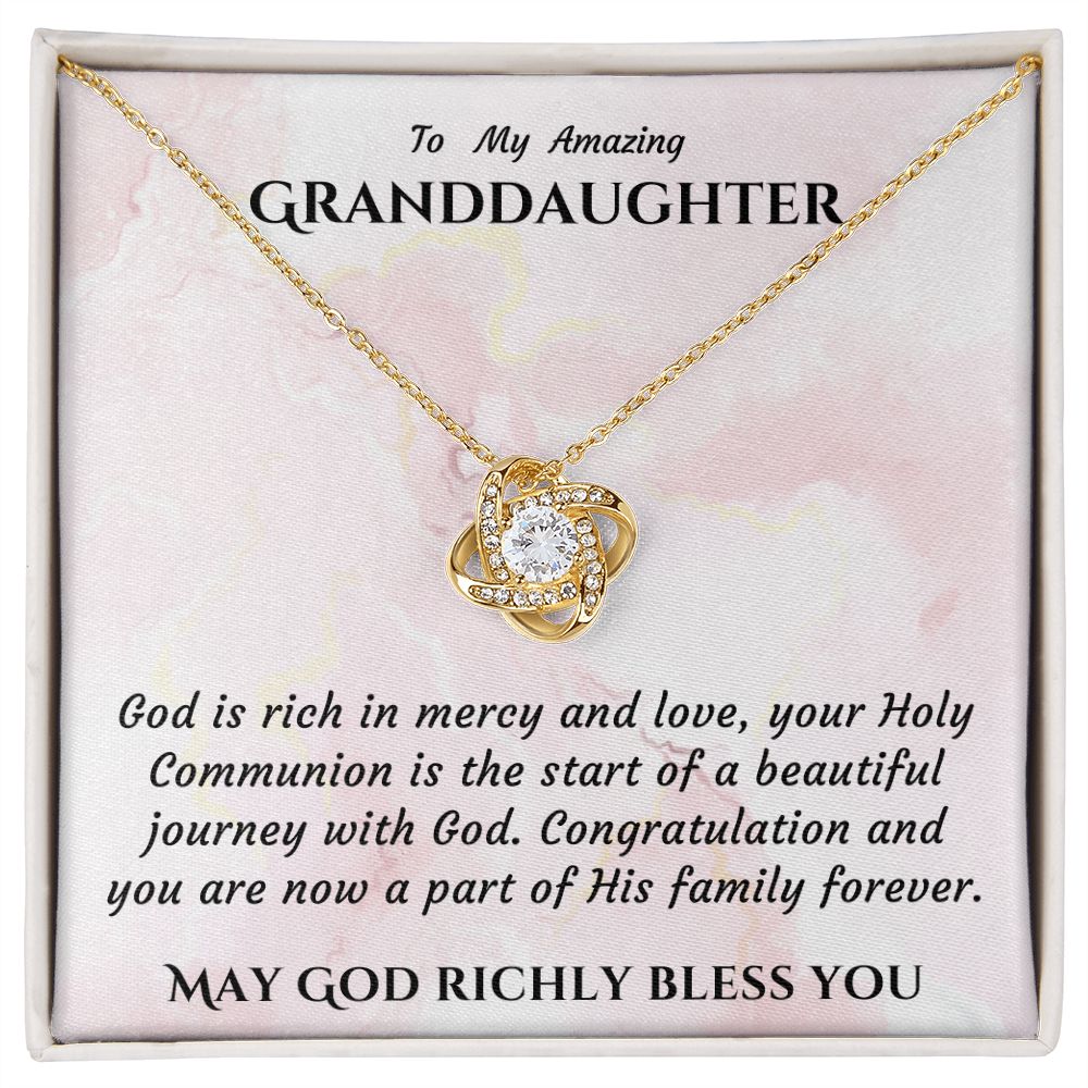 1st Communion Gifts for Granddaughter, Christening, Baptism, Confirmation, Necklace & Meaningful Message in Gift Box from Grandmother