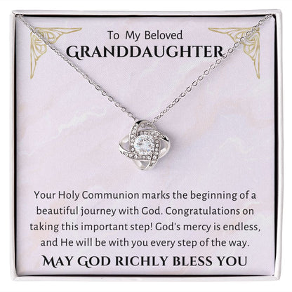 1st Communion Gifts for Granddaughter, Christening, Baptism, Confirmation, Necklace & Meaningful Message in Gift Box from Grandmother