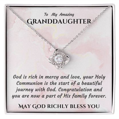 1st Communion Gifts for Granddaughter, Christening, Baptism, Confirmation, Necklace & Meaningful Message in Gift Box from Grandmother