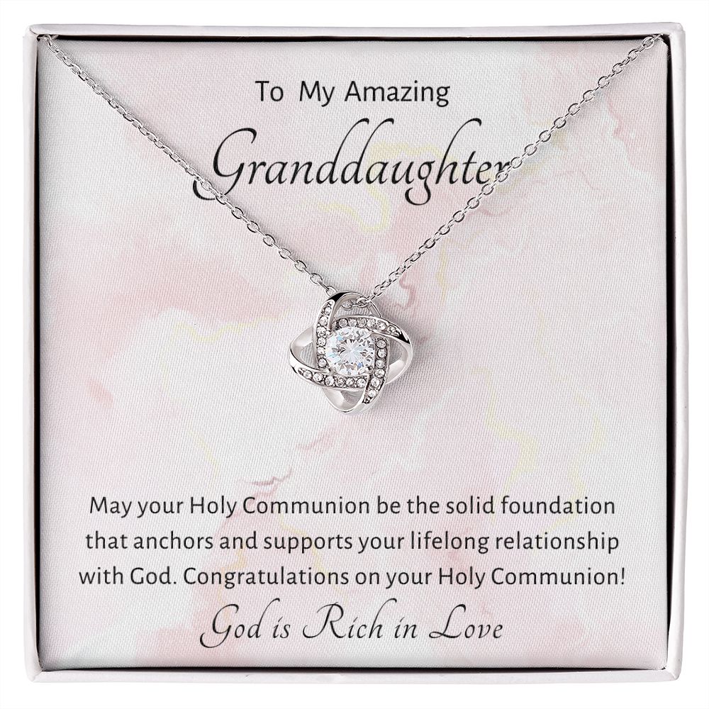 1st Communion Gifts for Granddaughter, Christening, Baptism, Confirmation, Necklace & Meaningful Message in Gift Box from Grandmother