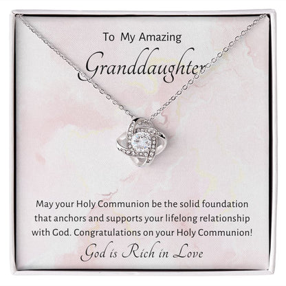 1st Communion Gifts for Granddaughter, Christening, Baptism, Confirmation, Necklace & Meaningful Message in Gift Box from Grandmother