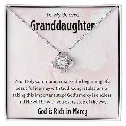 1st Communion Gifts for Granddaughter, Christening, Baptism, Confirmation, Necklace & Meaningful Message in Gift Box from Grandmother