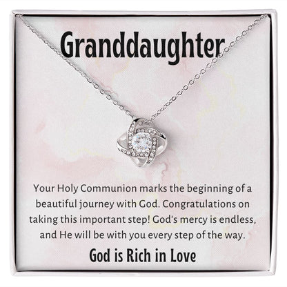 1st Communion Gifts for Granddaughter, Christening, Baptism, Confirmation, Necklace & Meaningful Message in Gift Box from Grandmother