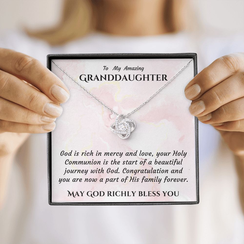 1st Communion Gifts for Granddaughter, Christening, Baptism, Confirmation, Necklace & Meaningful Message in Gift Box from Grandmother