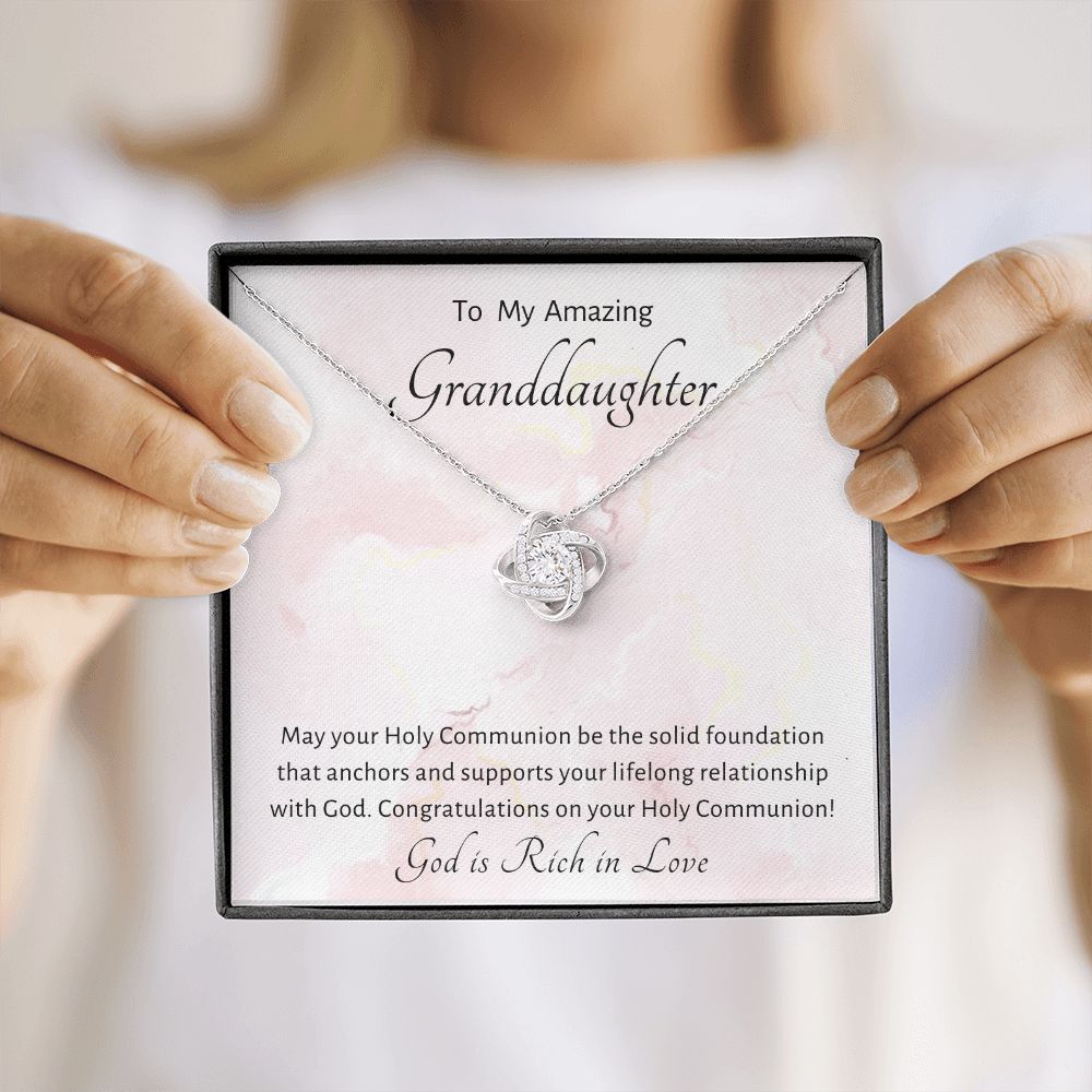 1st Communion Gifts for Granddaughter, Christening, Baptism, Confirmation, Necklace & Meaningful Message in Gift Box from Grandmother
