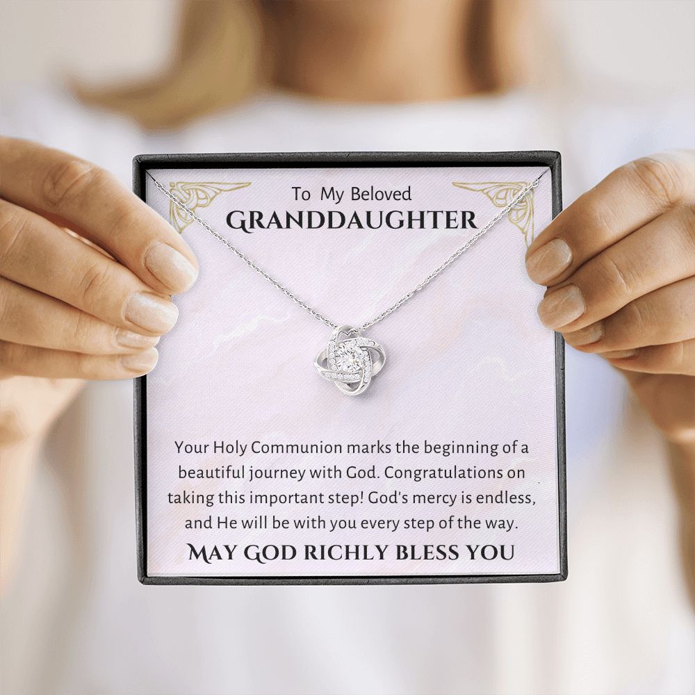 1st Communion Gifts for Granddaughter, Christening, Baptism, Confirmation, Necklace & Meaningful Message in Gift Box from Grandmother