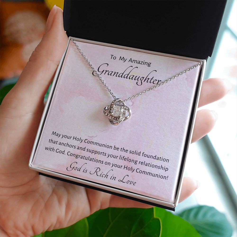 1st Communion Gifts for Granddaughter, Christening, Baptism, Confirmation, Necklace & Meaningful Message in Gift Box from Grandmother