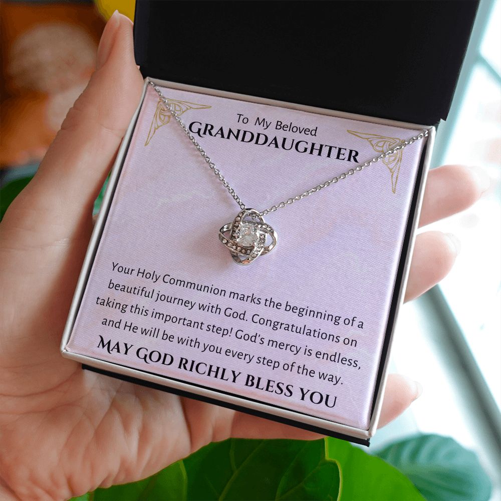 1st Communion Gifts for Granddaughter, Christening, Baptism, Confirmation, Necklace & Meaningful Message in Gift Box from Grandmother