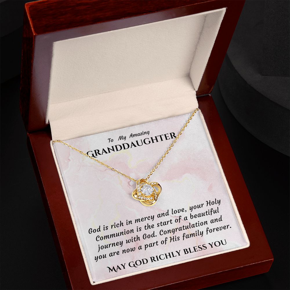 1st Communion Gifts for Granddaughter, Christening, Baptism, Confirmation, Necklace & Meaningful Message in Gift Box from Grandmother