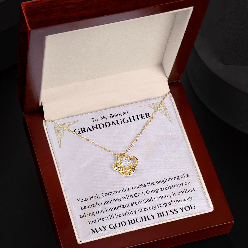1st Communion Gifts for Granddaughter, Christening, Baptism, Confirmation, Necklace & Meaningful Message in Gift Box from Grandmother