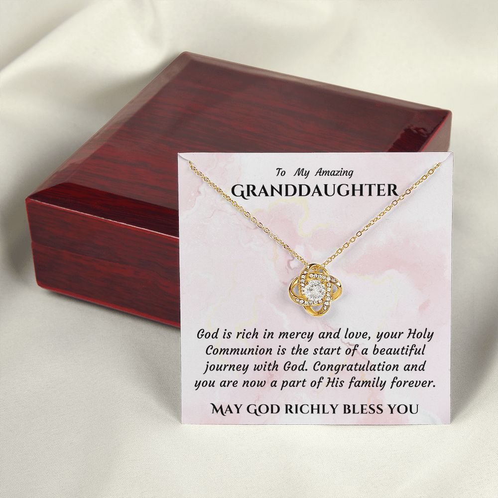 1st Communion Gifts for Granddaughter, Christening, Baptism, Confirmation, Necklace & Meaningful Message in Gift Box from Grandmother