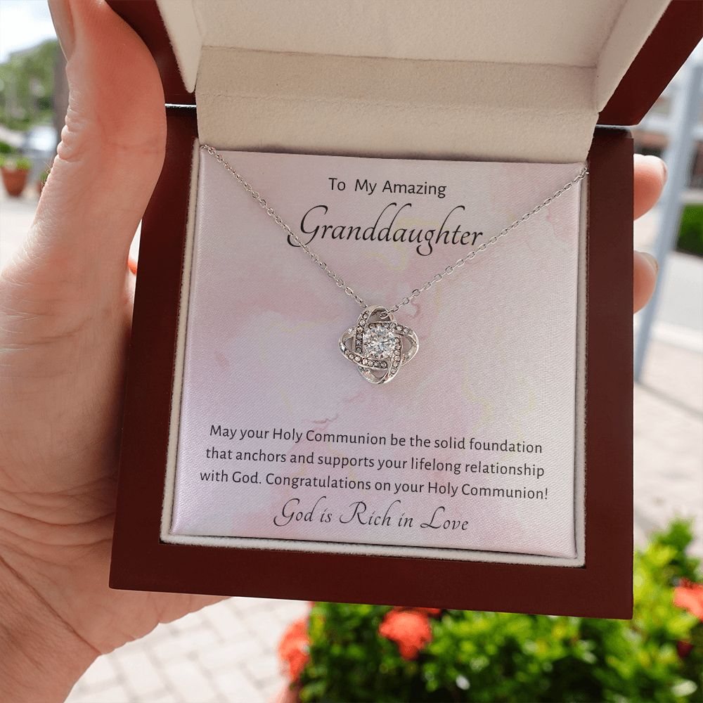 1st Communion Gifts for Granddaughter, Christening, Baptism, Confirmation, Necklace & Meaningful Message in Gift Box from Grandmother