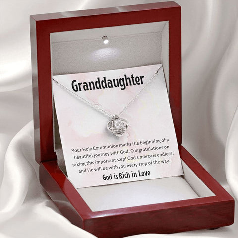 1st Communion Gifts for Granddaughter, Christening, Baptism, Confirmation, Necklace & Meaningful Message in Gift Box from Grandmother