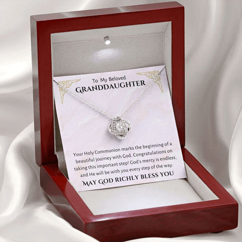 1st Communion Gifts for Granddaughter, Christening, Baptism, Confirmation, Necklace & Meaningful Message in Gift Box from Grandmother