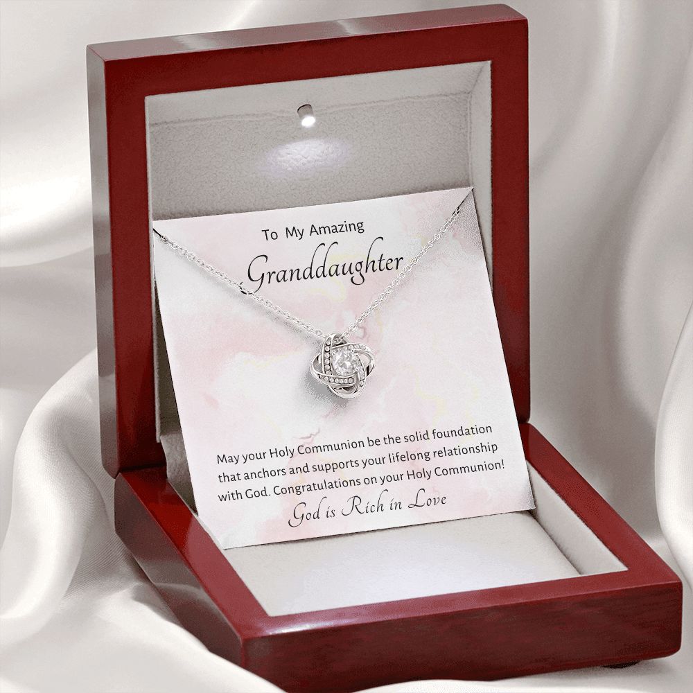 1st Communion Gifts for Granddaughter, Christening, Baptism, Confirmation, Necklace & Meaningful Message in Gift Box from Grandmother