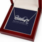 Personalised stainless steel name necklace in gift box white background