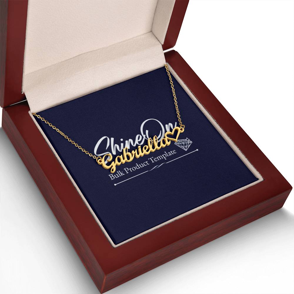 Personalised 18K name necklace in gift box white background