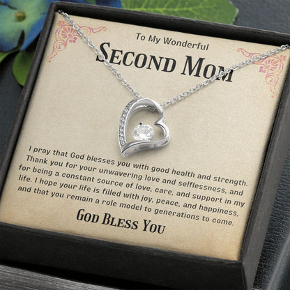 Second Mom Necklace | From Step Daughter to Chosen Mom & Adopted Mom, Jewelry Present Meaningful to Stepmother Necklace and Unbiological Mom