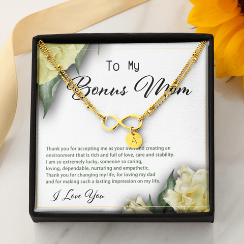 Accepting (Bonus mom) (White) Infinity Bracelet Yellow Gold Stainless Steel