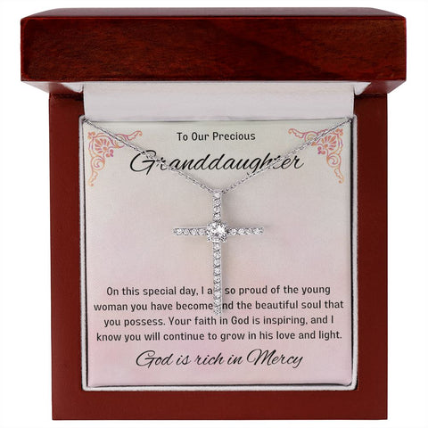 1st Communion Gifts for Granddaughter, Christening, Baptism, Confirmation, Girl Necklace & Best Wishes in Gift Box from Grandmother