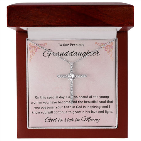 1st Communion Gifts for Granddaughter, Christening, Baptism, Confirmation, Girl Necklace & Best Wishes in Gift Box from Grandmother