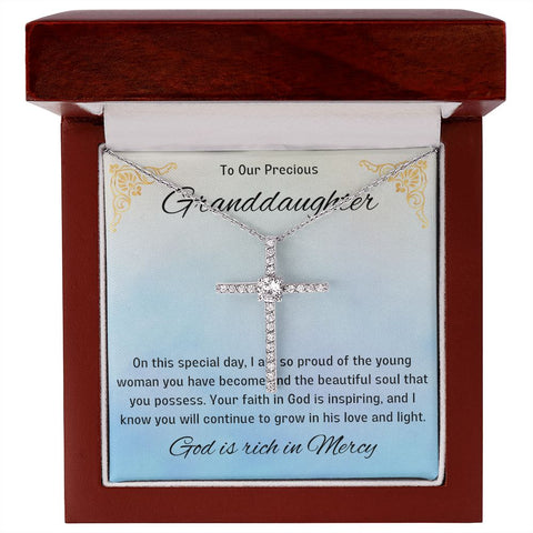1st Communion Gifts for Granddaughter, Christening, Baptism, Confirmation, Girl Necklace & Best Wishes in Gift Box from Grandmother