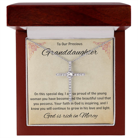 1st Communion Gifts for Granddaughter, Christening, Baptism, Confirmation, Girl Necklace & Best Wishes in Gift Box from Grandmother