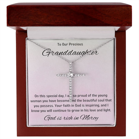 1st Communion Gifts for Granddaughter, Christening, Baptism, Confirmation, Girl Necklace & Best Wishes in Gift Box from Grandmother