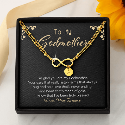 Personalized Godmother Gift, Godmother Infinity Bracelet, Fairy Godmother Gift, Initial Charm bracelet, Gift for Godmother, Godparent Gift