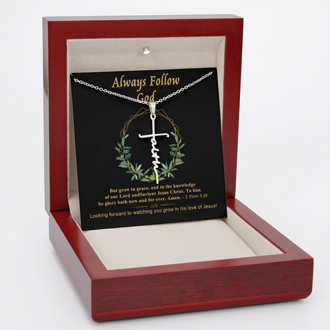 Always Follow God Faith Cross Necklace (Template)