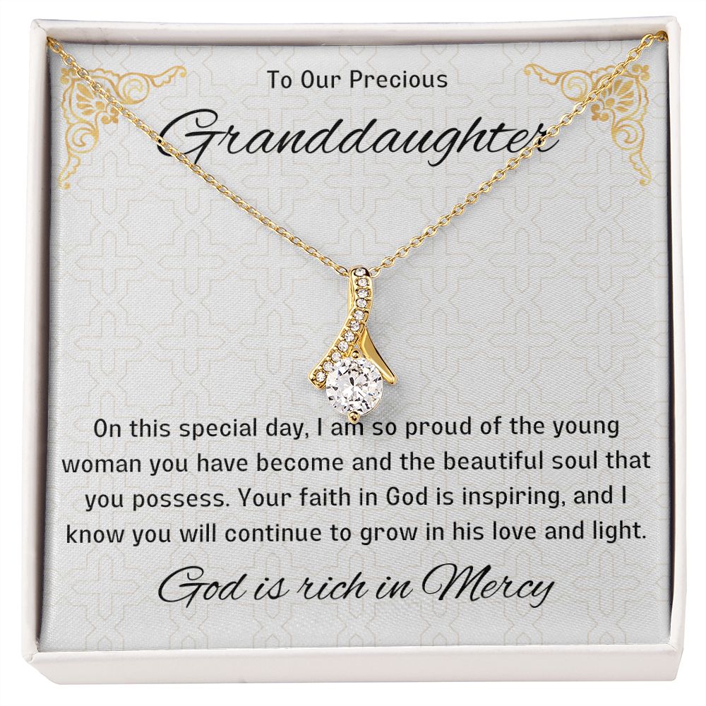 1st Communion Gifts for Granddaughter, Christening, Baptism, Confirmation, Necklace & Meaningful Message in Gift Box from Grandmother