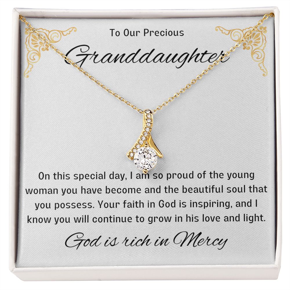 1st Communion Gifts for Granddaughter, Christening, Baptism, Confirmation, Necklace & Meaningful Message in Gift Box from Grandmother
