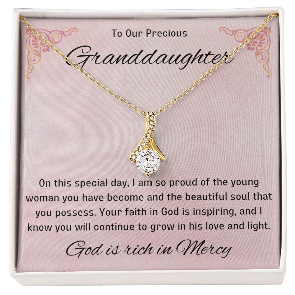 1st Communion Gifts for Granddaughter, Christening, Baptism, Confirmation, Necklace & Meaningful Message in Gift Box from Grandmother
