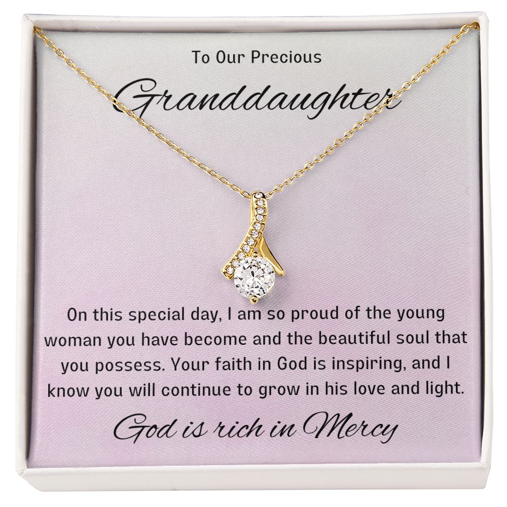 1st Communion Gifts for Granddaughter, Christening, Baptism, Confirmation, Necklace & Meaningful Message in Gift Box from Grandmother