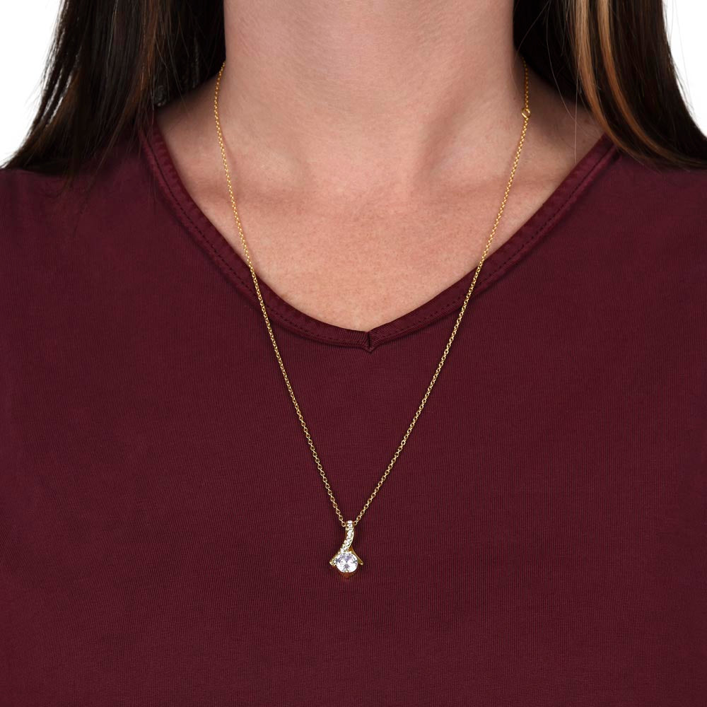 A Lady Wears a Cubic Zirconia 14K White Gold Necklace