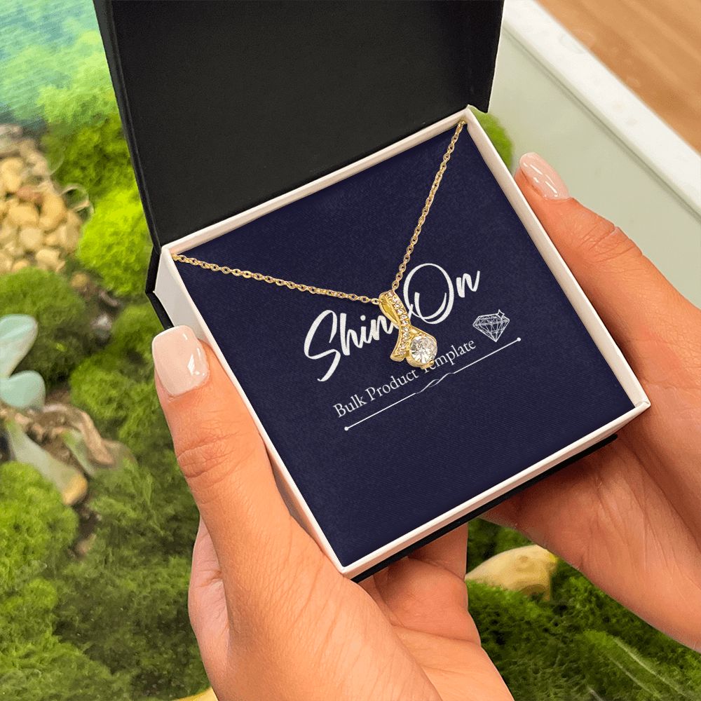 Cubic Zirconia Gold Necklace in Luxury Box held by hands