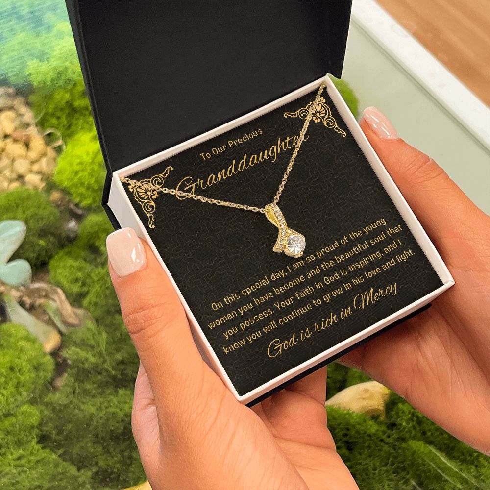 1st Communion Gifts for Granddaughter, Christening, Baptism, Confirmation, Necklace & Meaningful Message in Gift Box from Grandmother