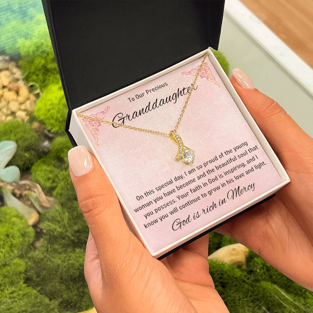 1st Communion Gifts for Granddaughter, Christening, Baptism, Confirmation, Necklace & Meaningful Message in Gift Box from Grandmother