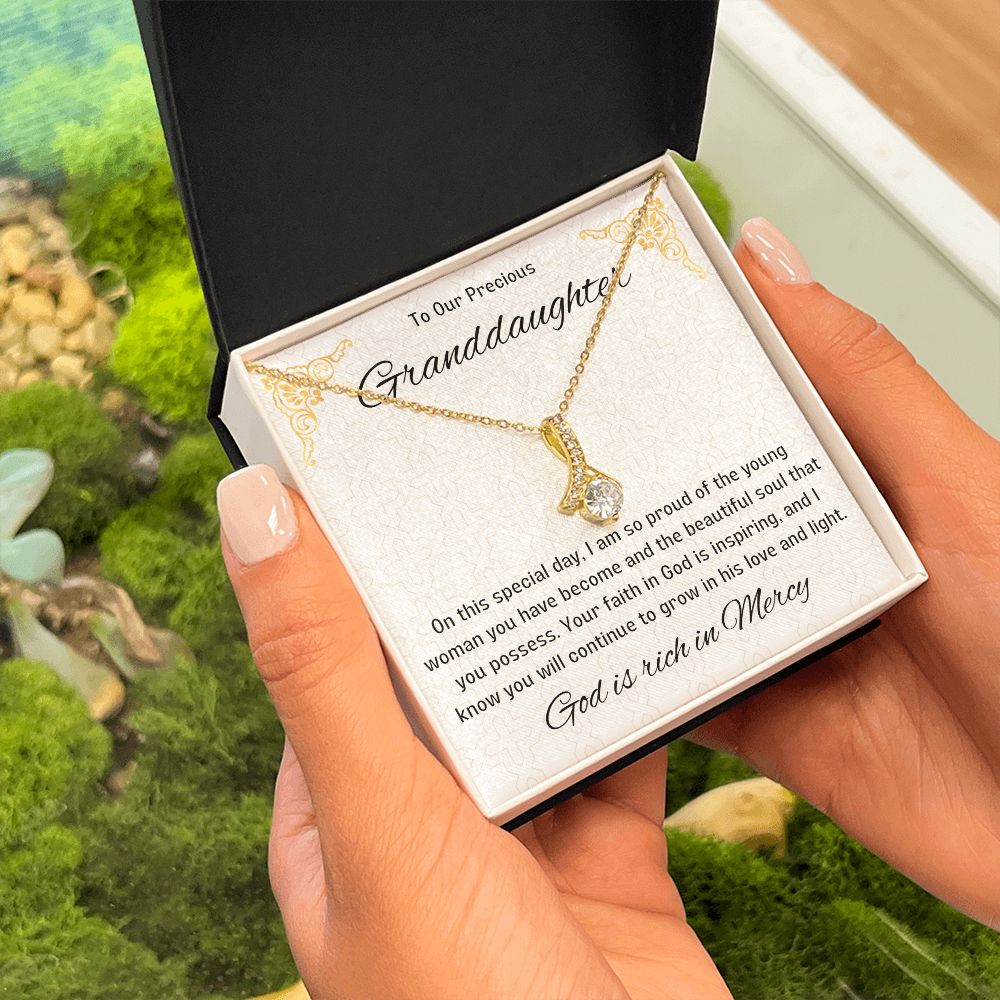 1st Communion Gifts for Granddaughter, Christening, Baptism, Confirmation, Necklace & Meaningful Message in Gift Box from Grandmother