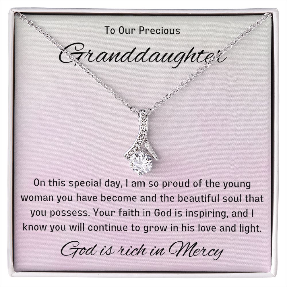 1st Communion Gifts for Granddaughter, Christening, Baptism, Confirmation, Necklace & Meaningful Message in Gift Box from Grandmother