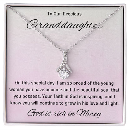 1st Communion Gifts for Granddaughter, Christening, Baptism, Confirmation, Necklace & Meaningful Message in Gift Box from Grandmother