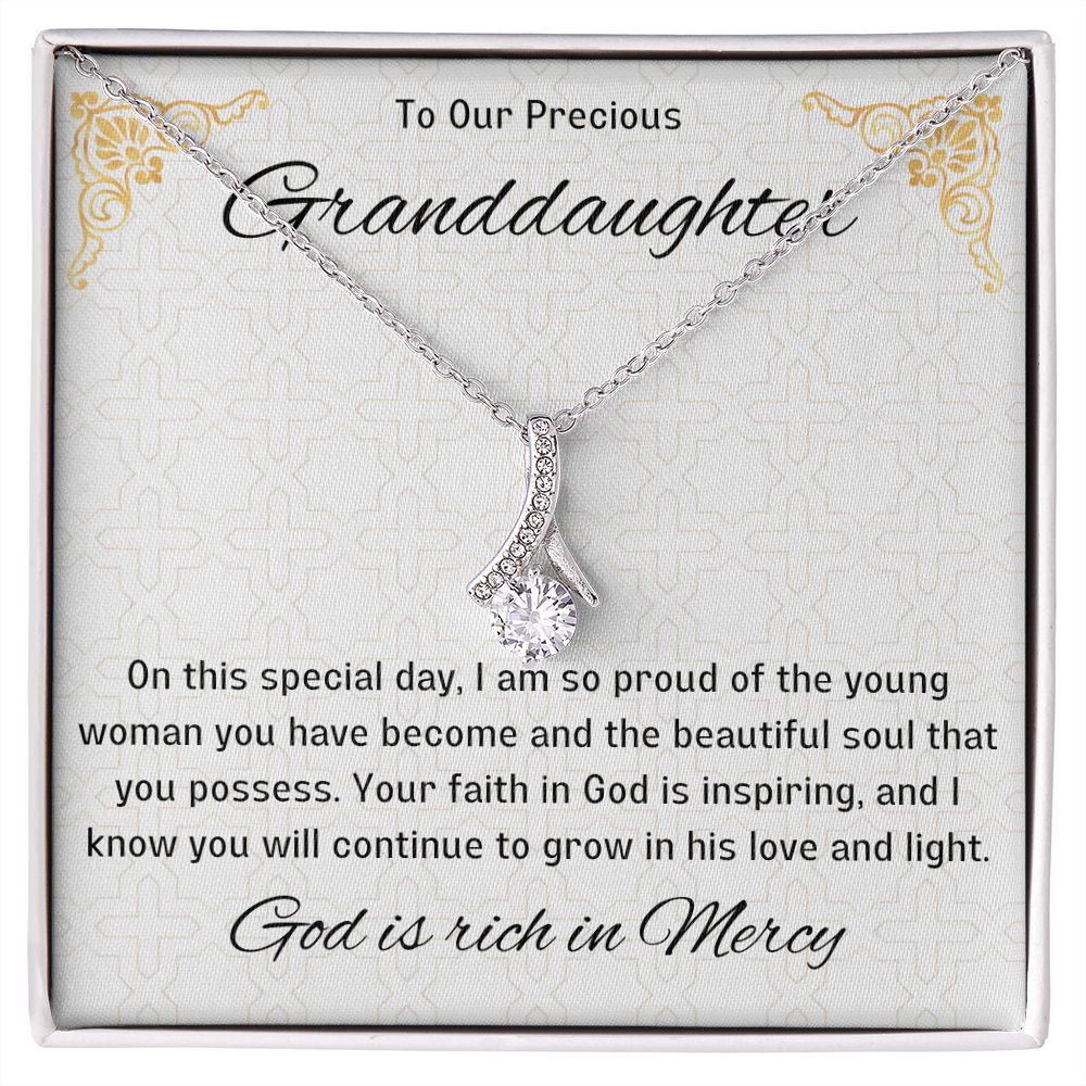 1st Communion Gifts for Granddaughter, Christening, Baptism, Confirmation, Necklace & Meaningful Message in Gift Box from Grandmother