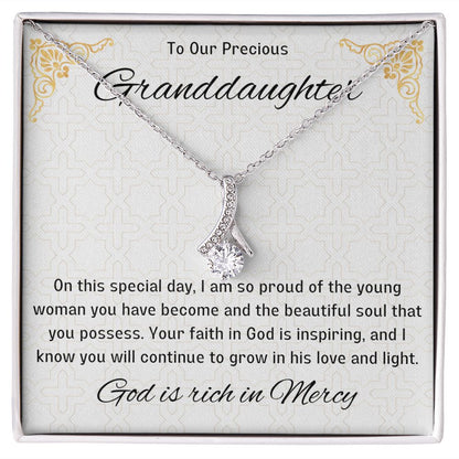 1st Communion Gifts for Granddaughter, Christening, Baptism, Confirmation, Necklace & Meaningful Message in Gift Box from Grandmother