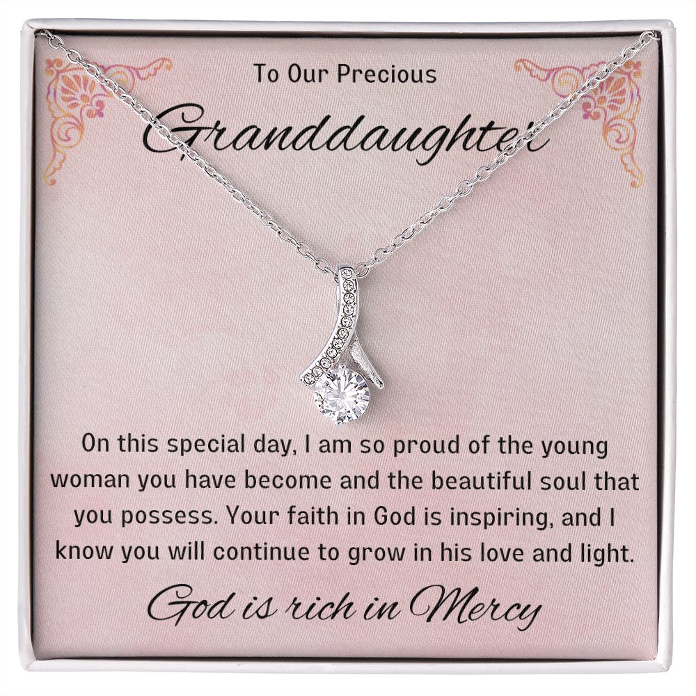 1st Communion Gifts for Granddaughter, Christening, Baptism, Confirmation, Necklace & Meaningful Message in Gift Box from Grandmother