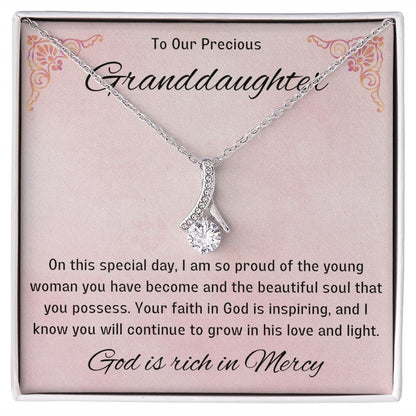 1st Communion Gifts for Granddaughter, Christening, Baptism, Confirmation, Necklace & Meaningful Message in Gift Box from Grandmother