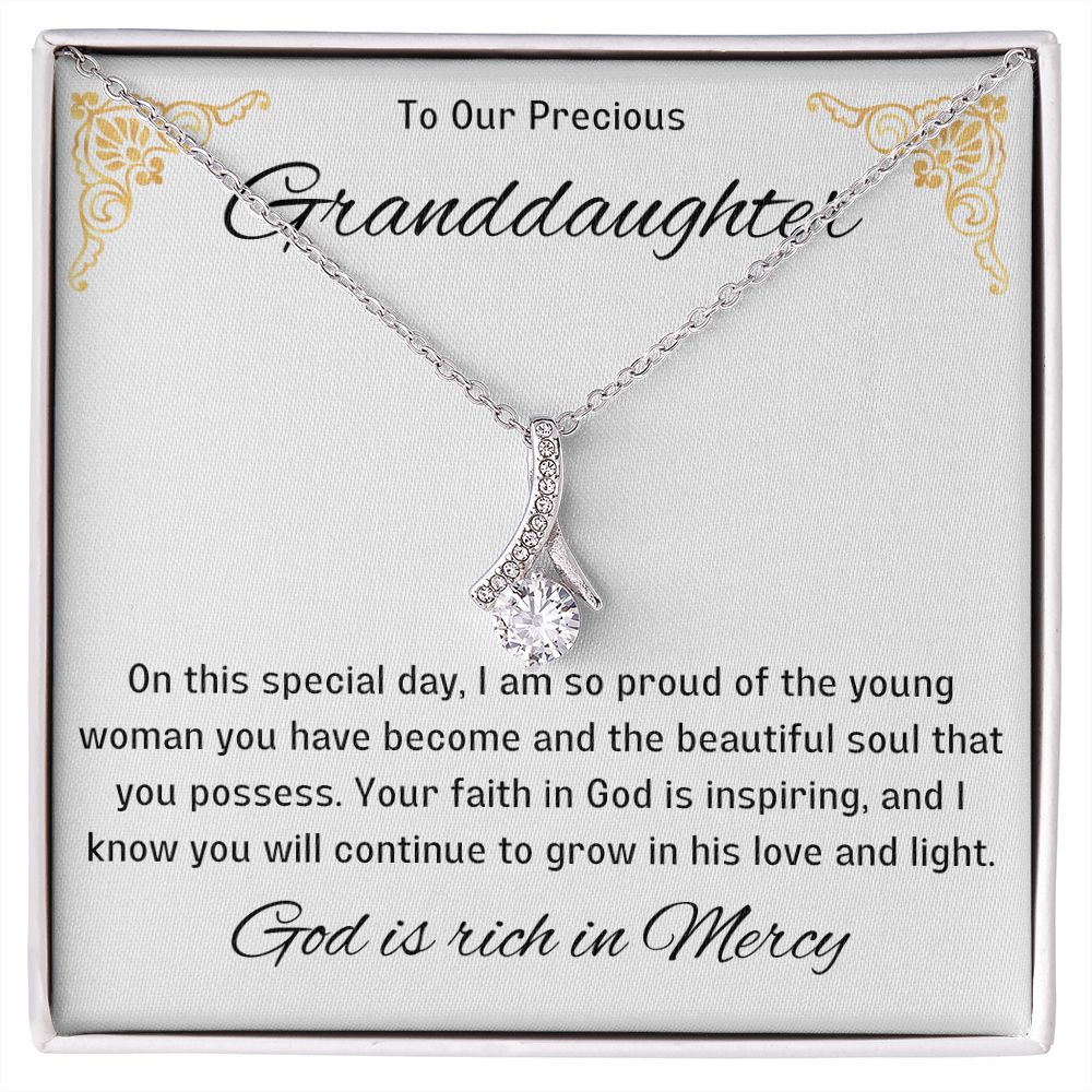 1st Communion Gifts for Granddaughter, Christening, Baptism, Confirmation, Necklace & Meaningful Message in Gift Box from Grandmother