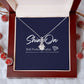 Cubic Zirconia 14K White Gold Necklace in Wooden Box at rose background