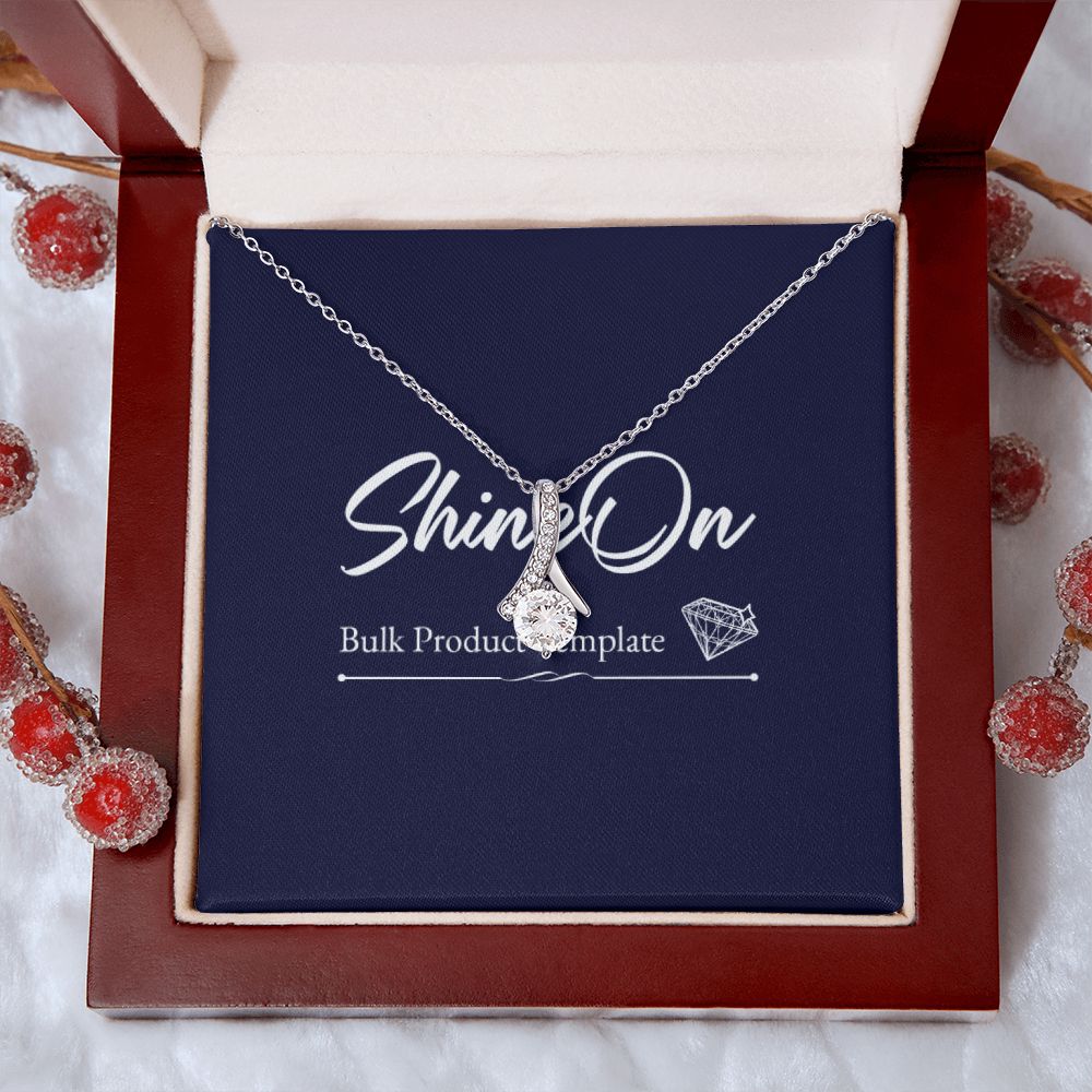 Cubic Zirconia 14K White Gold Necklace in Wooden Box at rose background